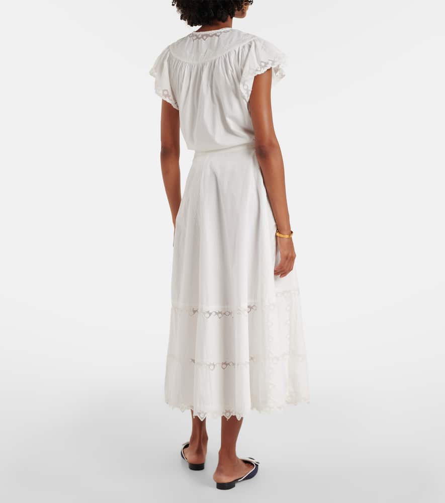 Lucia embroidered cotton midi skirt