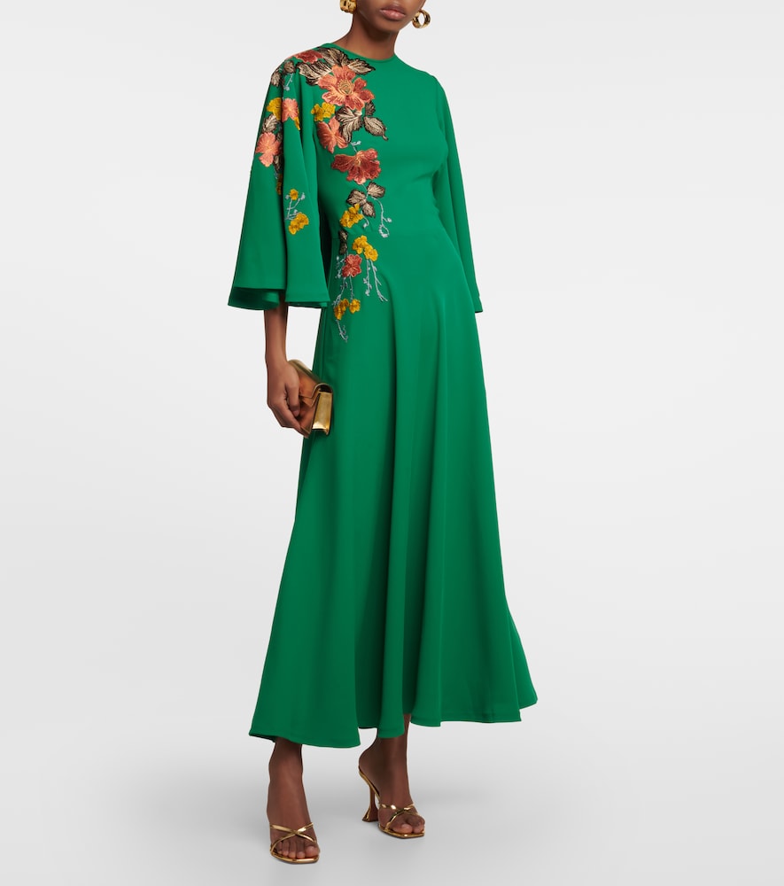 Zinnia embroidered cape midi dress