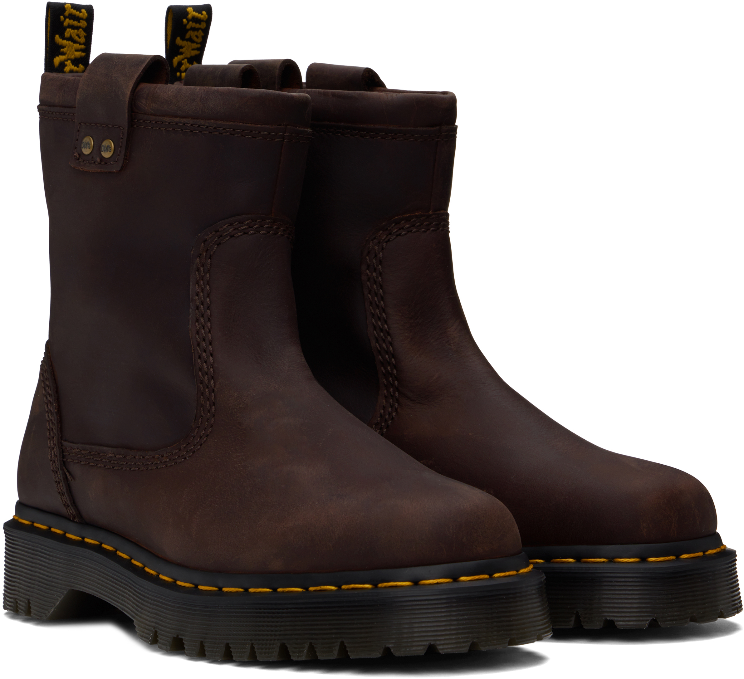 Dr. Martens Brown Anistone Lo Leather Biker Boots