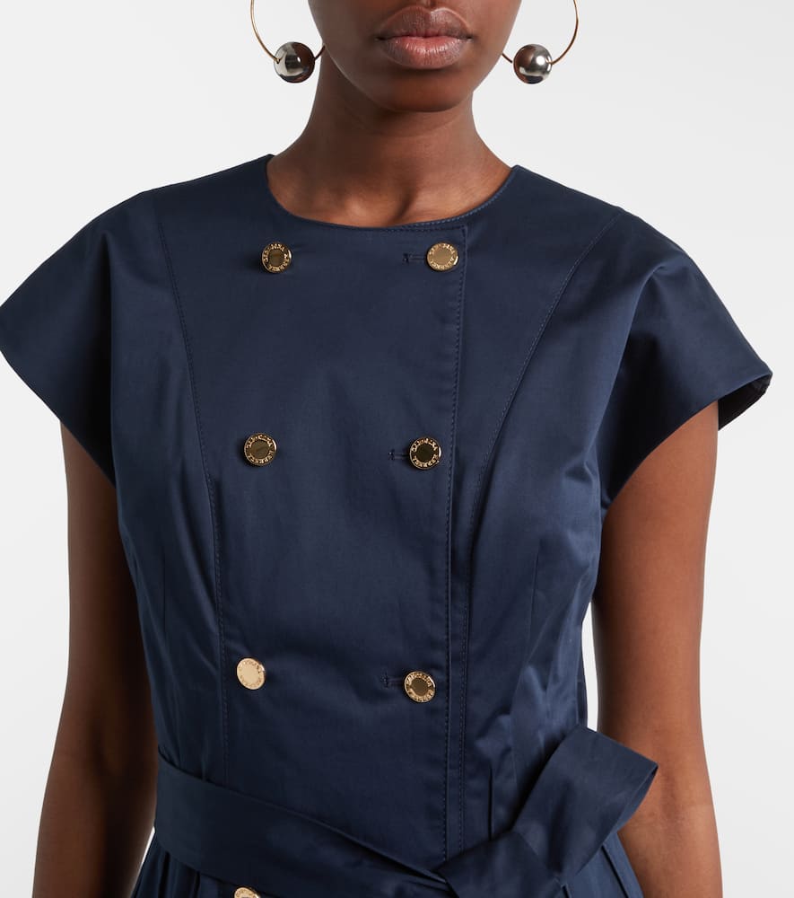 Cotton-blend sateen midi dress