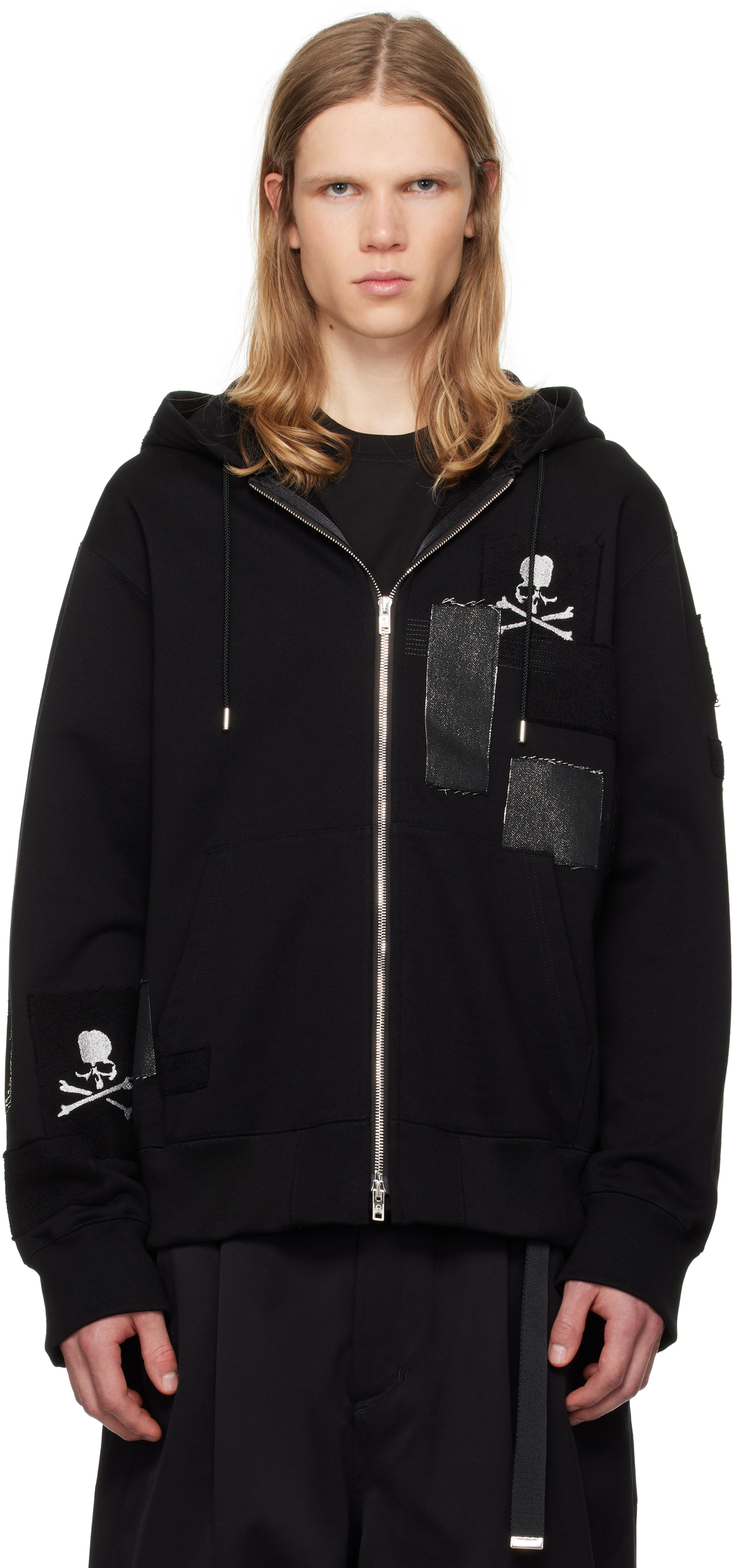 MASTERMIND WORLD Black Patchwork Full-Zip Hoodie