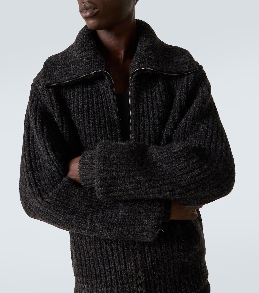 Alpaca and yak wool zip-up cardigan