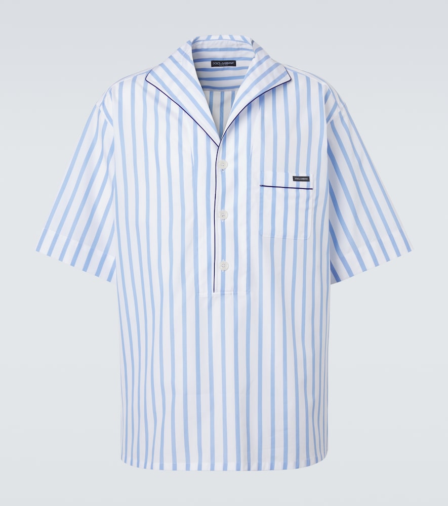 Striped cotton and silk poplin shirt