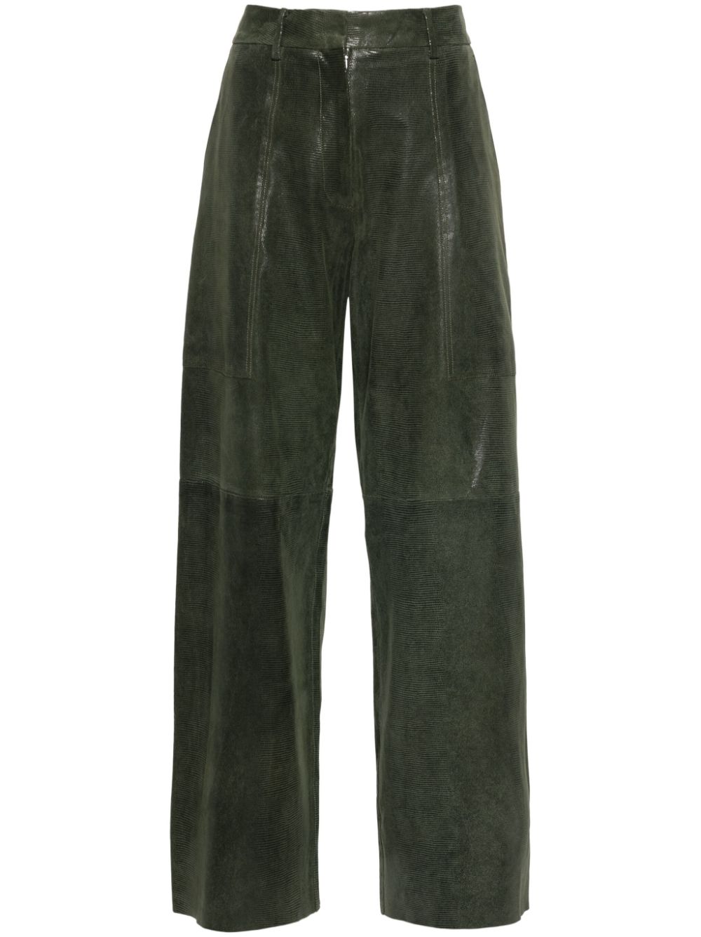 Suede straight trousers - Green