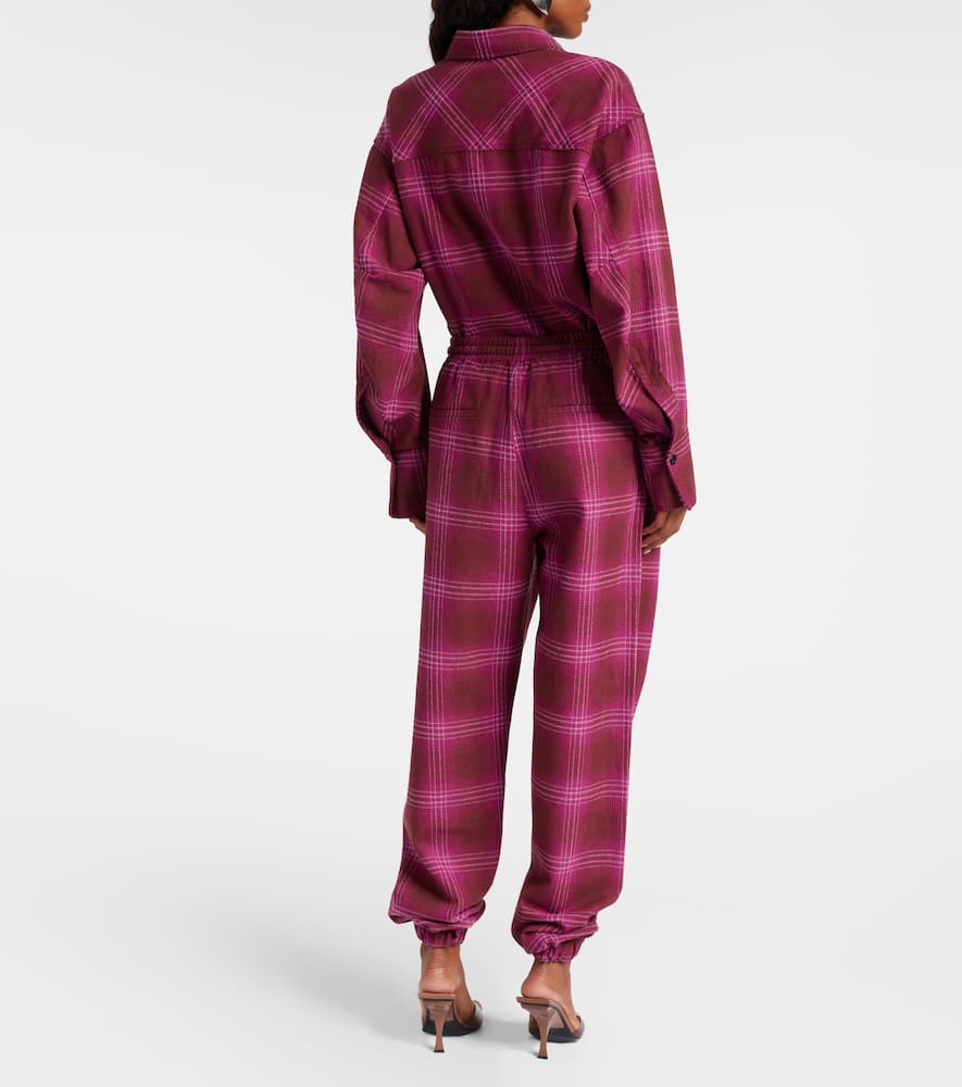 Checked cotton flannel sweatpants