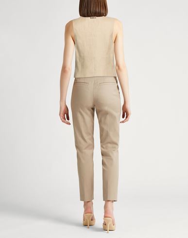 Woman Tailored Vest Khaki Size 6 Linen