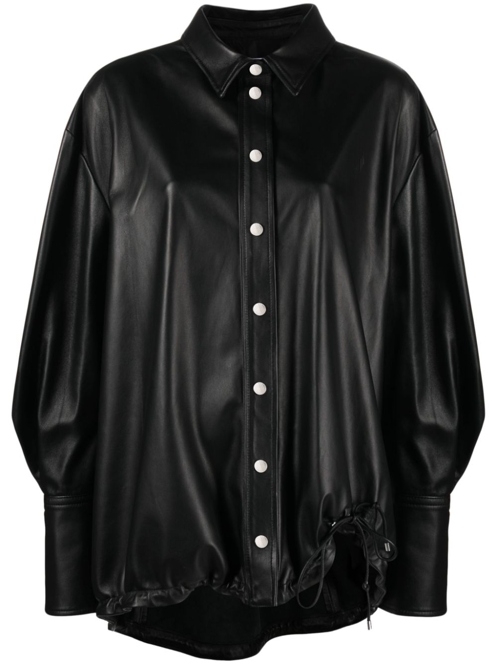 Leather shirt jacket - Black
