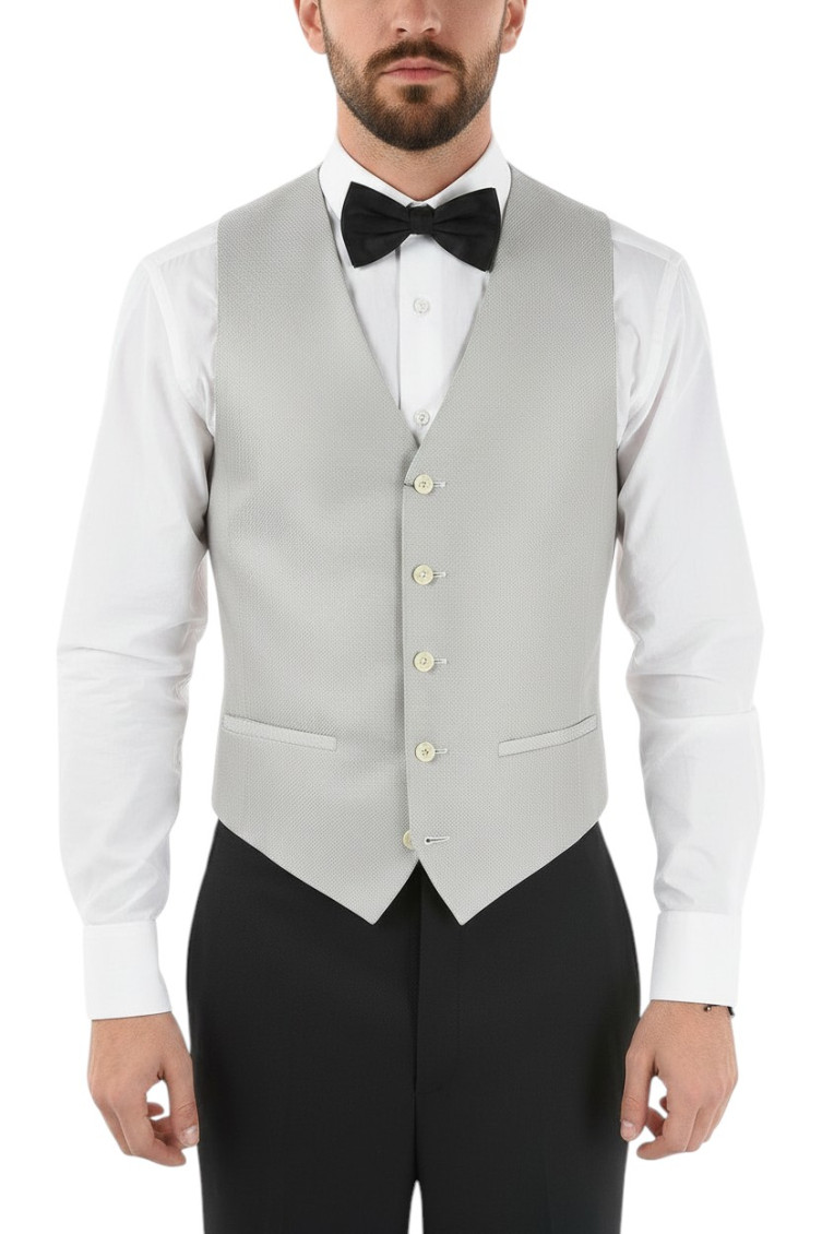 Silver V Neck Waistcoat