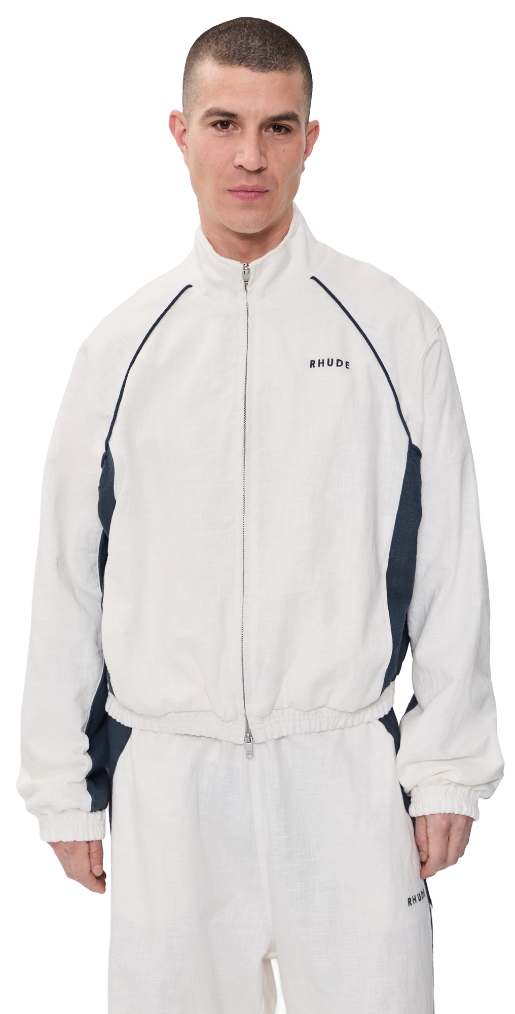 Ramona Piping Track Jacket White/Navy