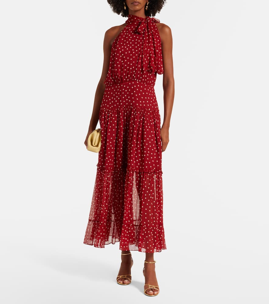 Abi polka-dot chiffon midi dress