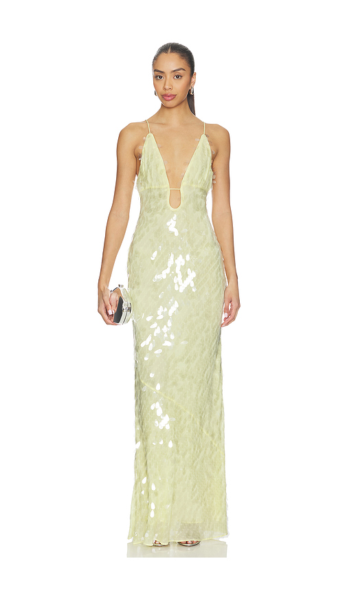 MISHA The Sapphire Sequin Dress in Lemon. L. Also in M, S