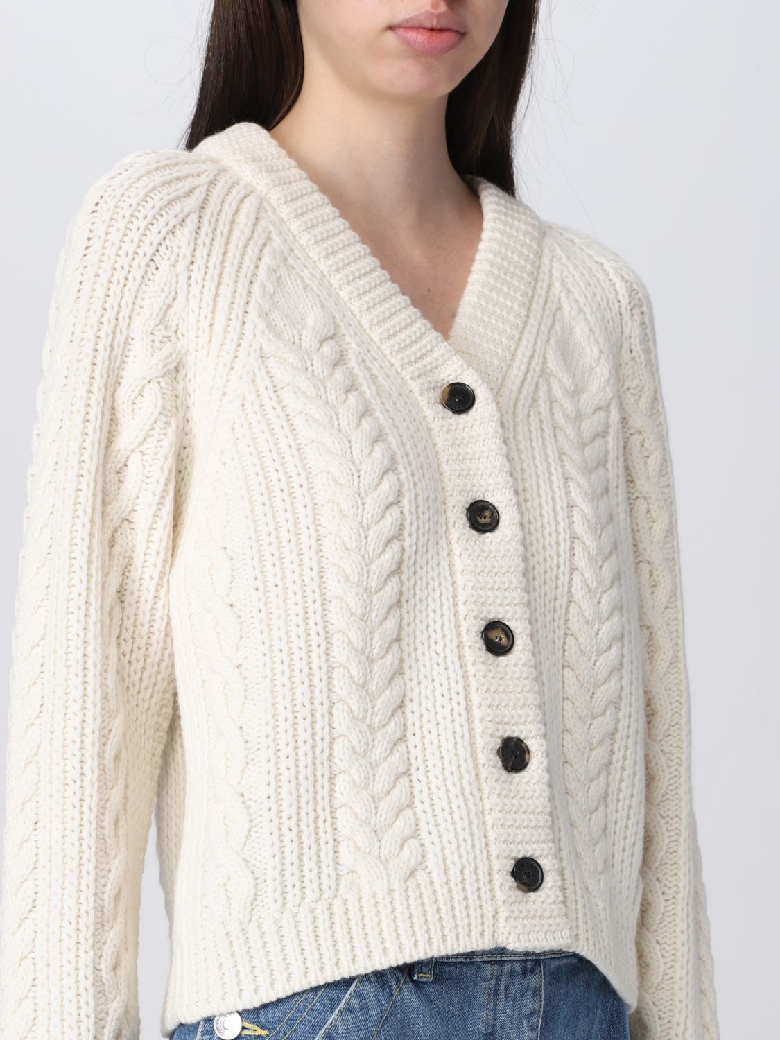 Cable-knit V-neck cardigan