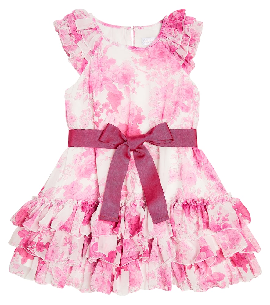 Monnalisa Floral bow-detail georgette dress