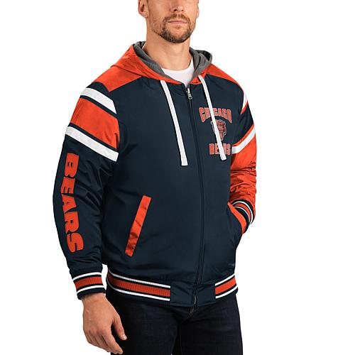 Men's Navy/Gray Chicago Bears Extreme Full Back Reversible Hoodie Full-Zi