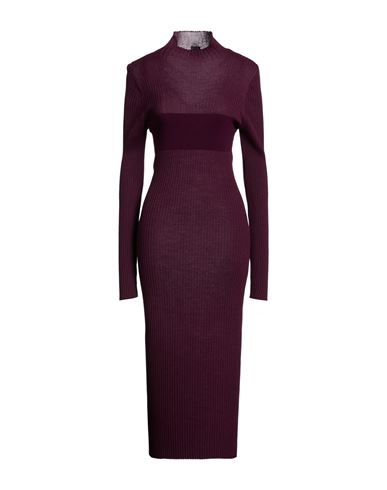 Woman Midi dress Plum Size L Acrylic, Wool, Viscose, Polyester
