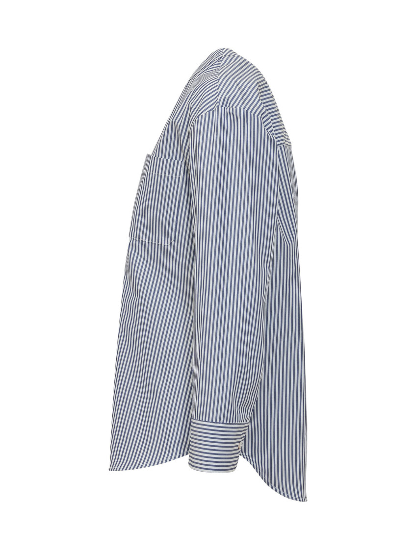 Blue V-Neck Stripes Shirt