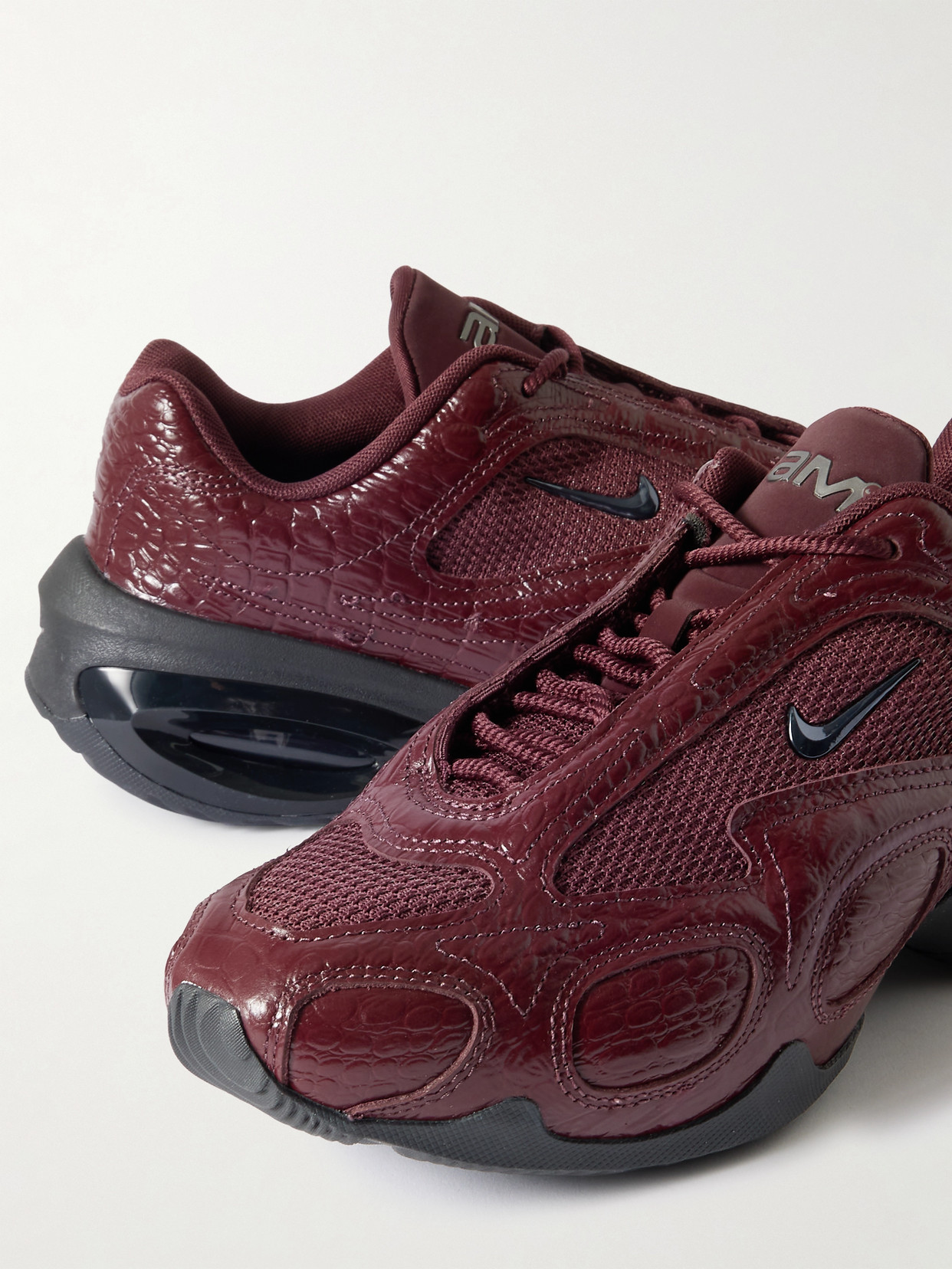 Air Max Muse Se Croc-effect And Mesh Sneakers - Burgundy