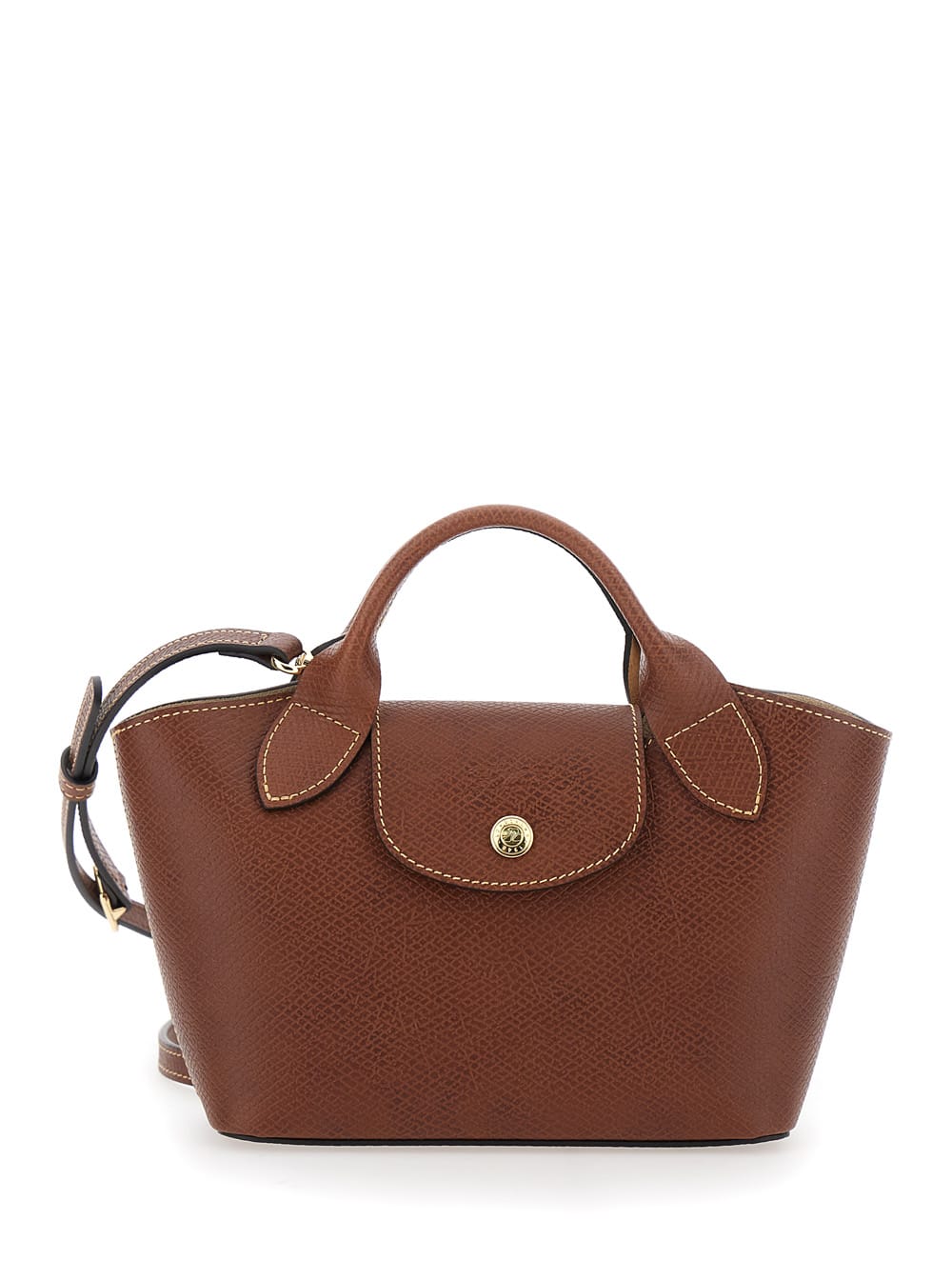 Épure textured leather mini bag - Brown