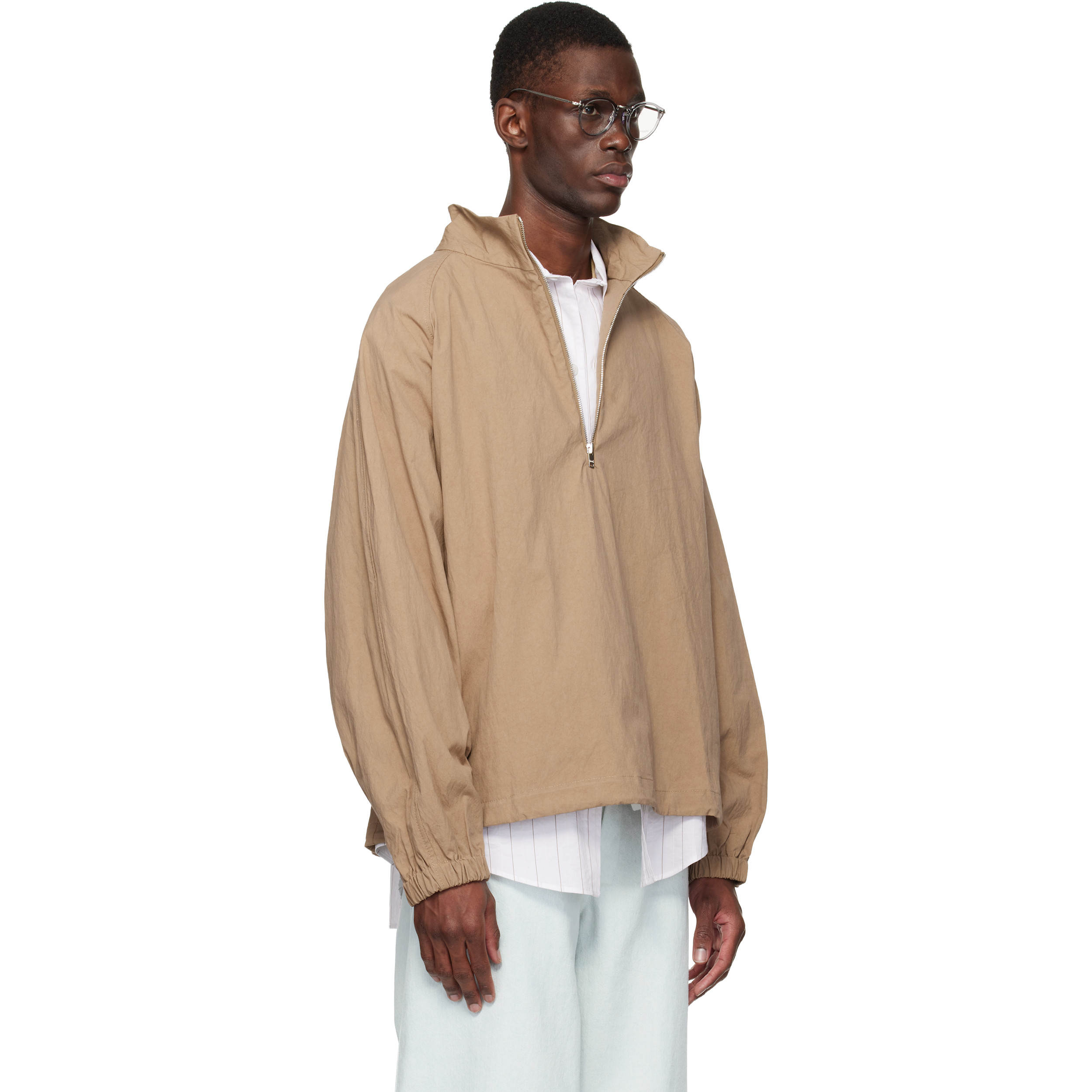 Beige Half Zip Raglan Jacket