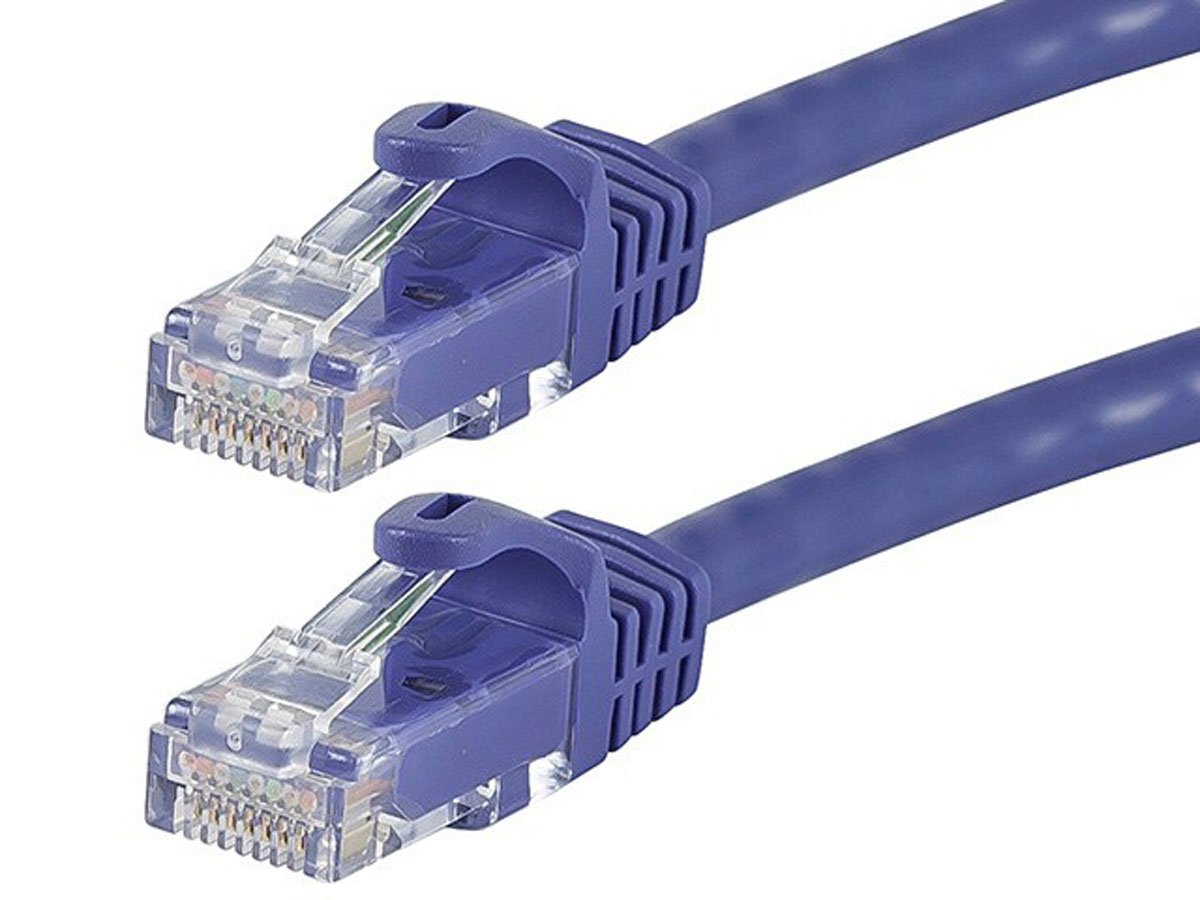 Cat6 50ft Purple Patch Cable, UTP, 24AWG, 550MHz, Pure Bare Copper, Snagless RJ45, Flexboot Series Ethernet Cable