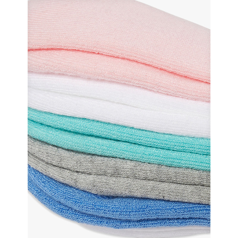 Womens Pastel Cushioned-sole Ankle-length Pack of Six Knitted Socks 