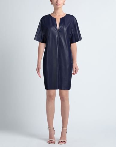 Woman Mini dress Navy Size 10 Polyurethane, Polyester