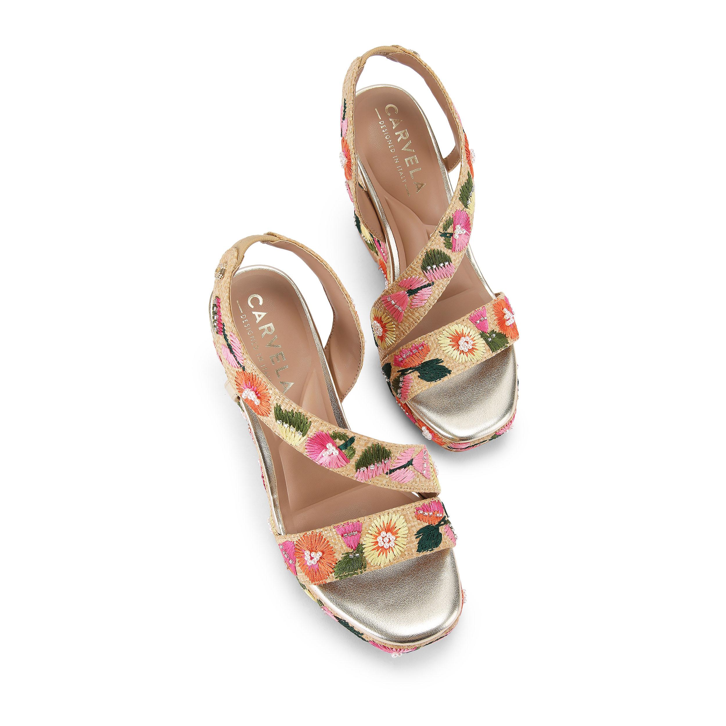 Carvela Womens Gala Wedge 110 Embroidery Heels - Multicolour Fabric