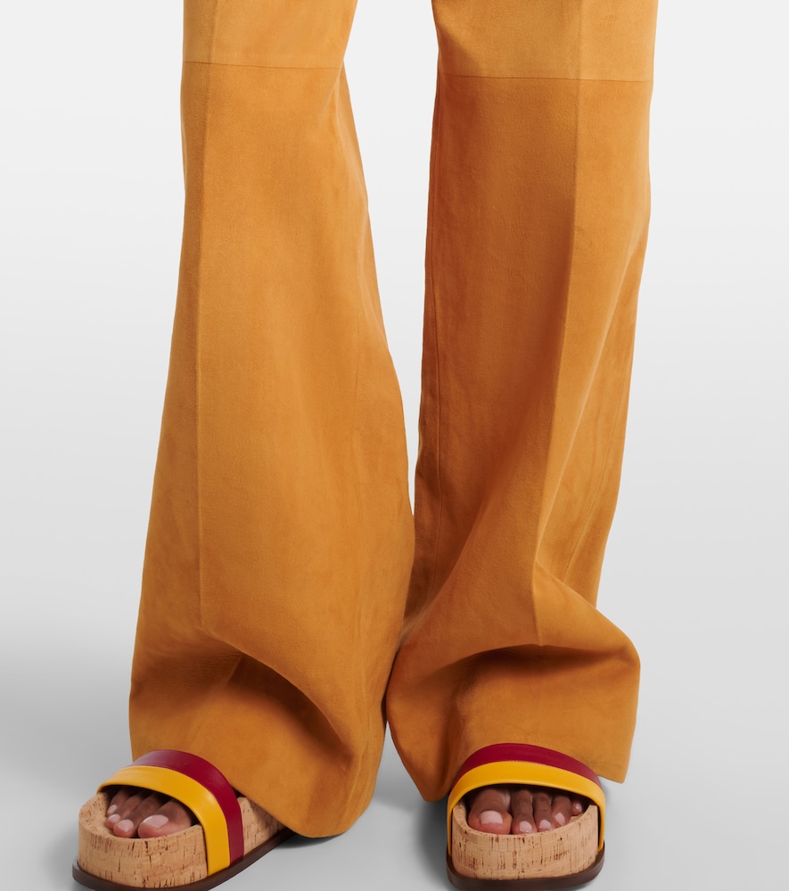 Norman belted suede wide-leg pants