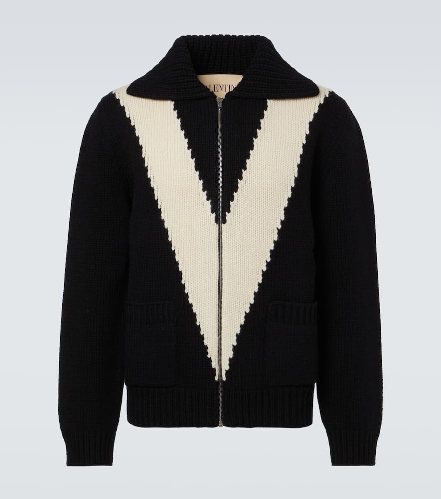 Virgin wool zip-up sweater