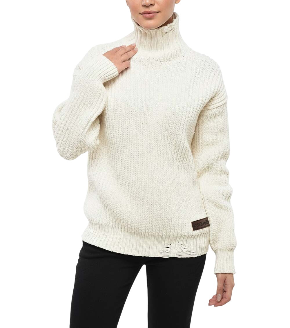 Broken Stitch Double Knit White Sweatshirt