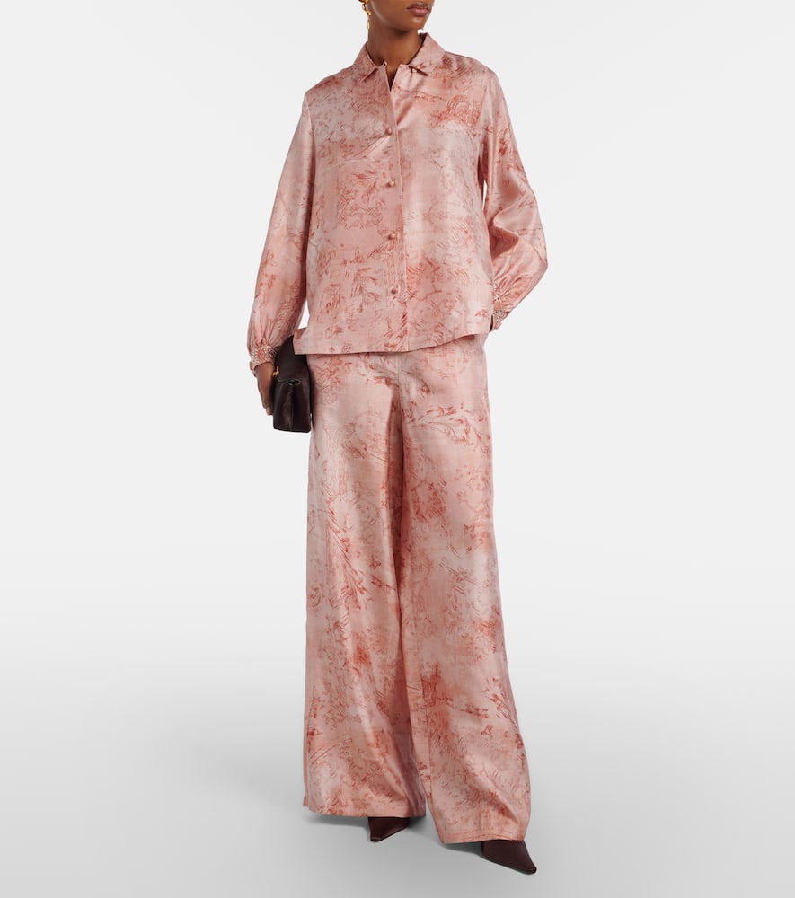 Crespo embellished printed twill shirt