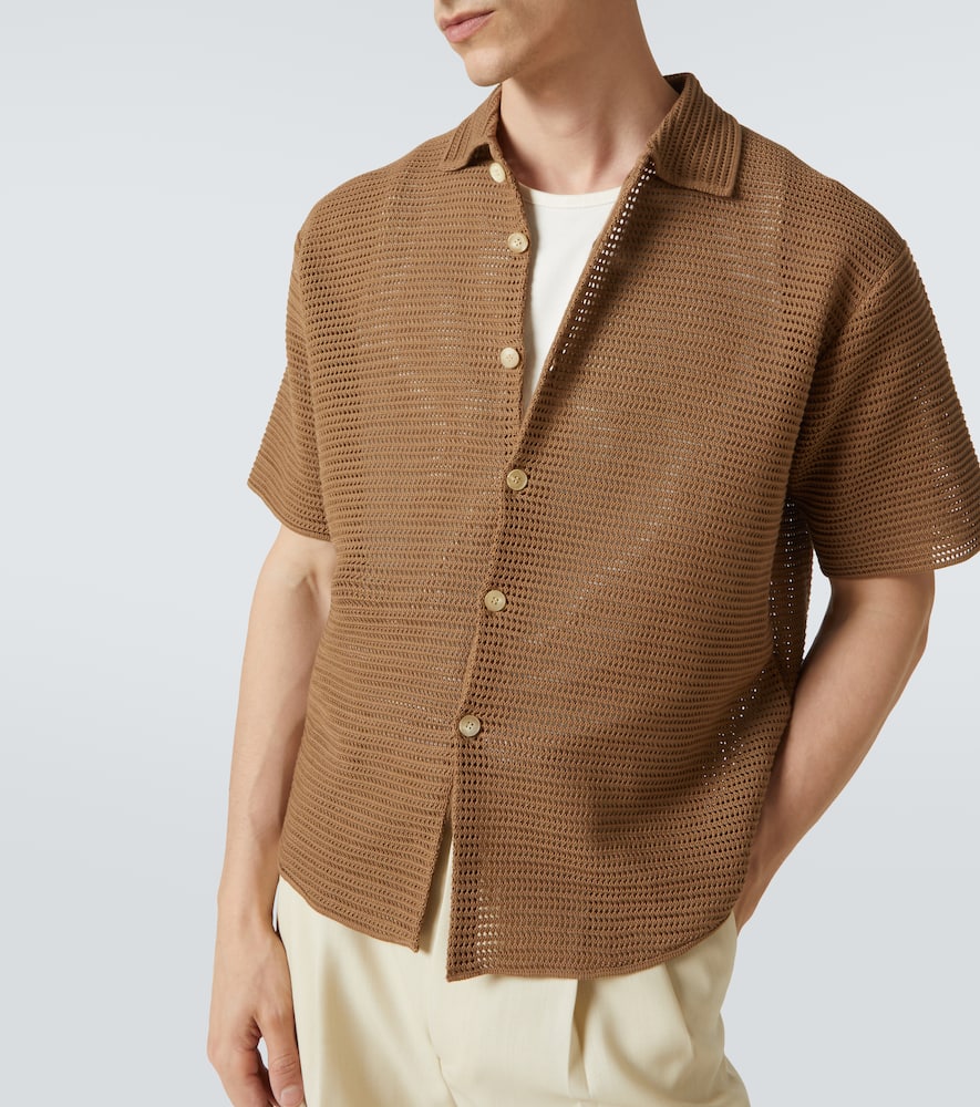 Knitted cotton mesh shirt