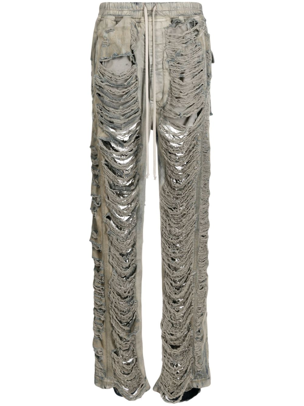 Distressed-effect wide-leg trousers - Neutrals