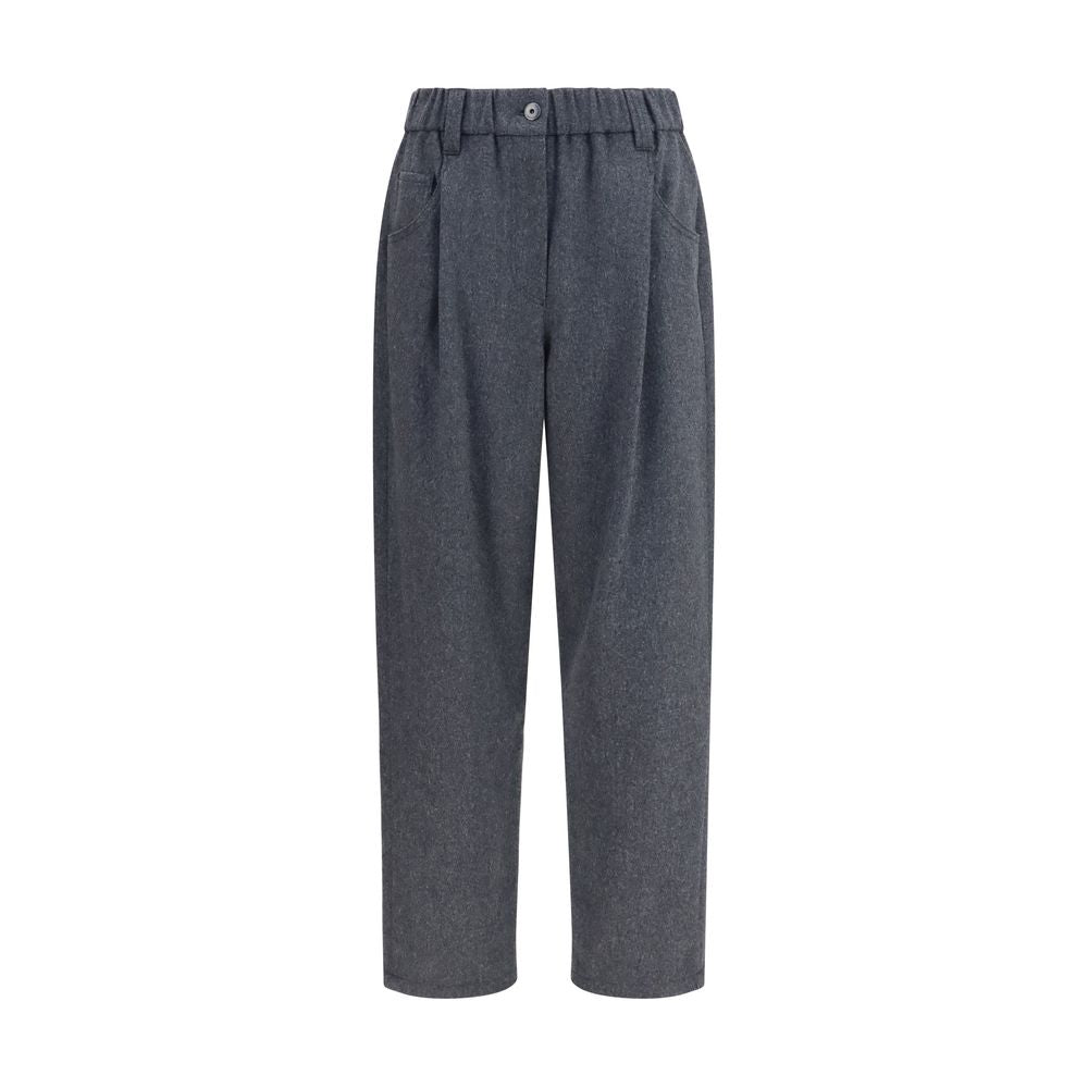 Merino Wool Pleated Trousers — Gray