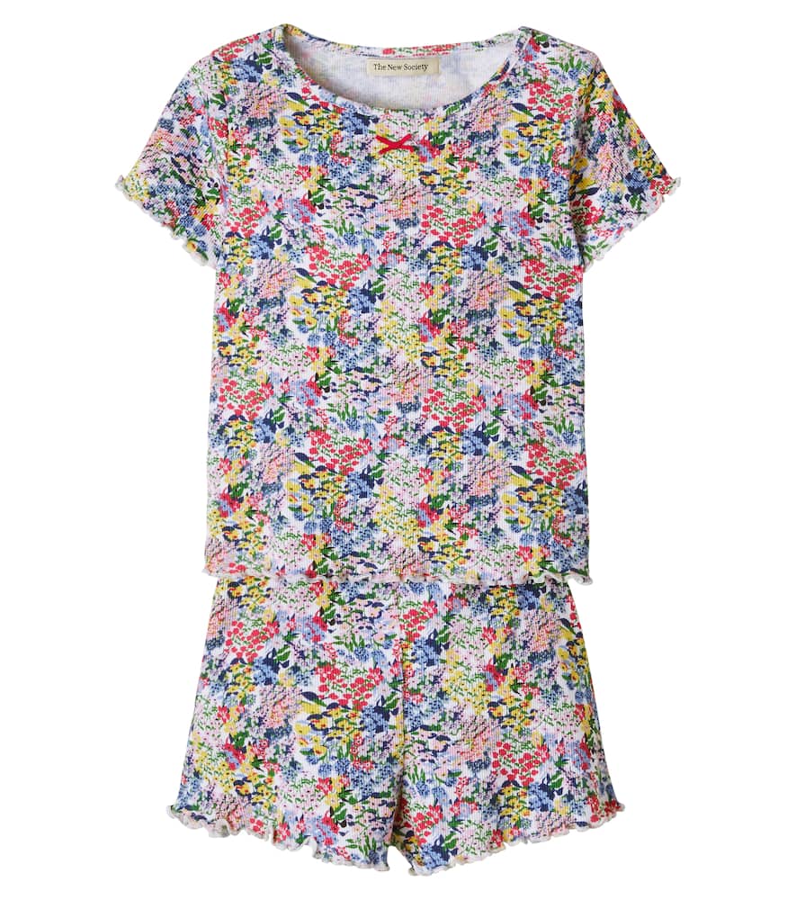 Floral cotton T-shirt and shorts set