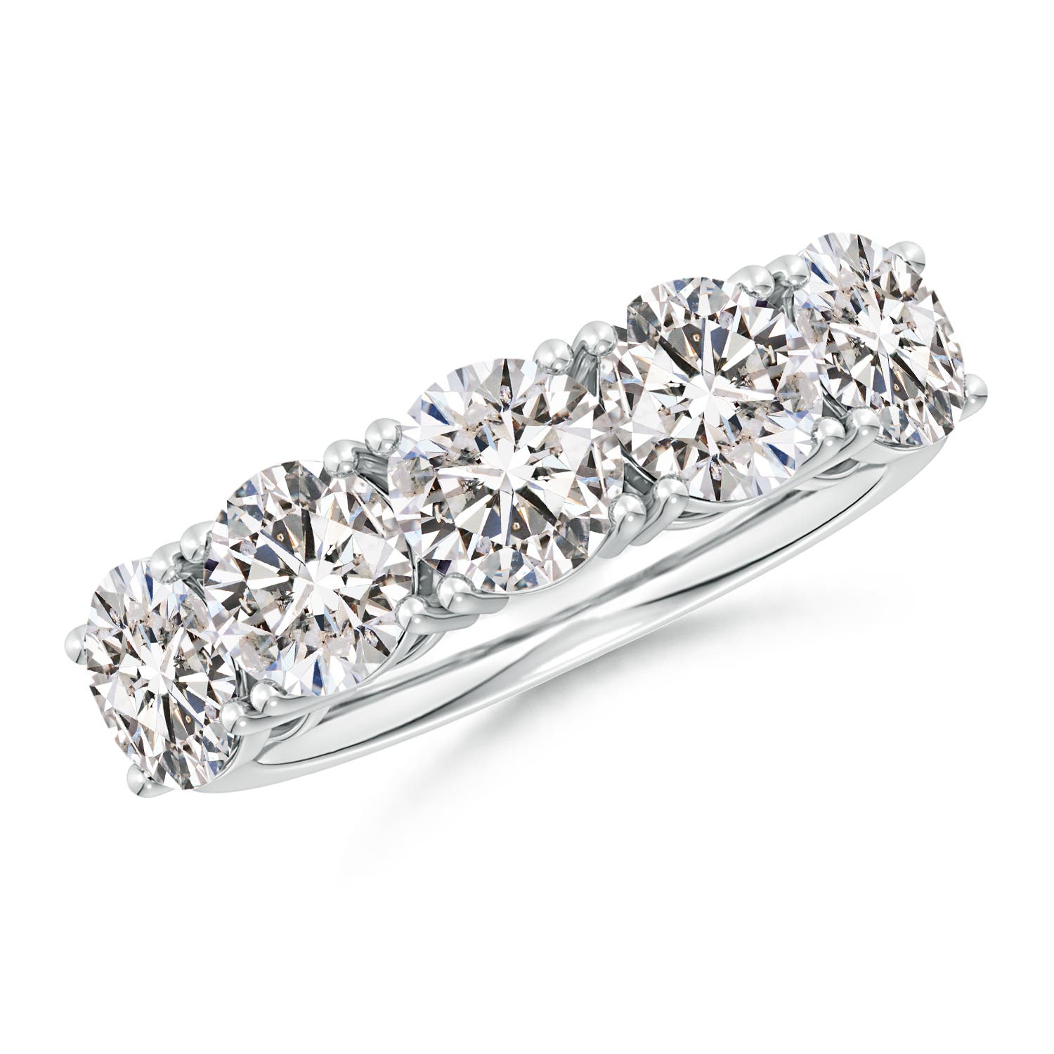 Angara 4.0 Carats Prong-Set Round Diamond Five Stone Wedding Ring in 14K White Gold