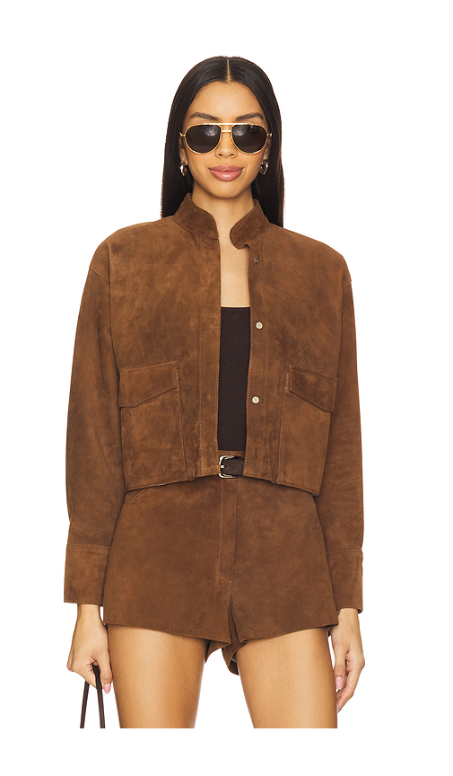 ZUT BLOUSON EN CUIR DE VACHETTE CROPPED en Brown. S. Also en