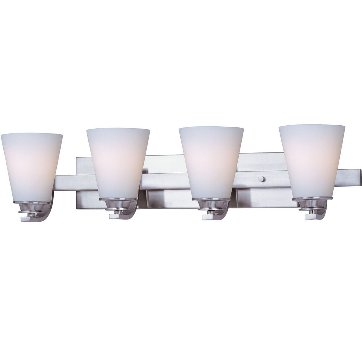 Maxim Conical 26.25" 4-Light Satin White Bathroom Vanity Light in Satin Nicke