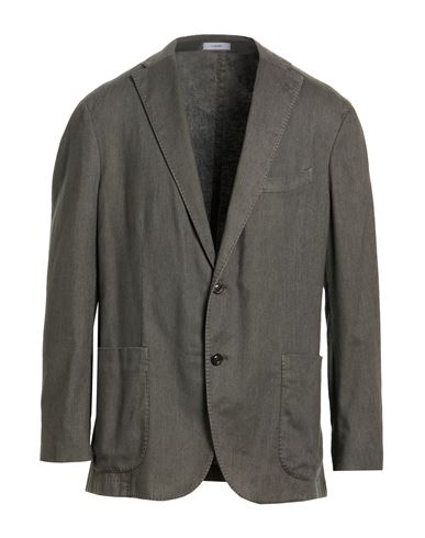 Man Blazer Dark green Size 44 Cotton, Linen, Polyester, Elastane