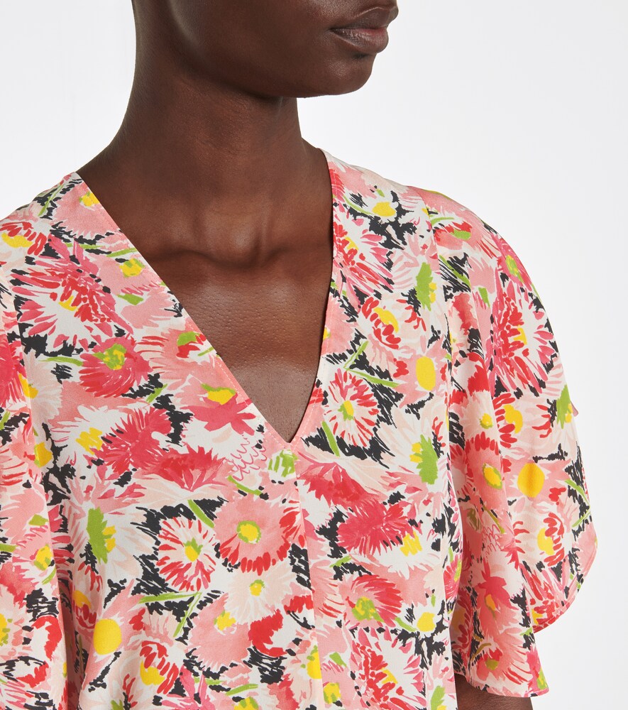 Floral silk crêpe blouse