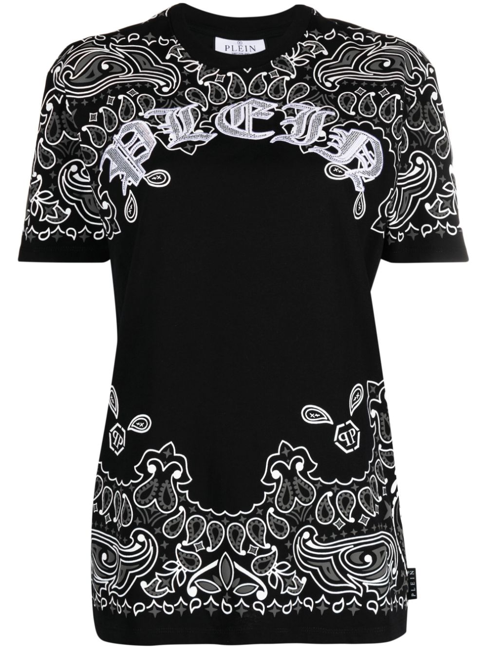 Paisley-print short -sleeve T-shirt - Black