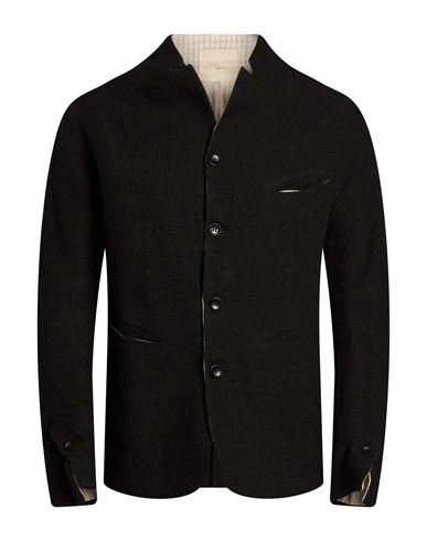 Man Blazer Black Size 38 Linen, Cotton, Wool