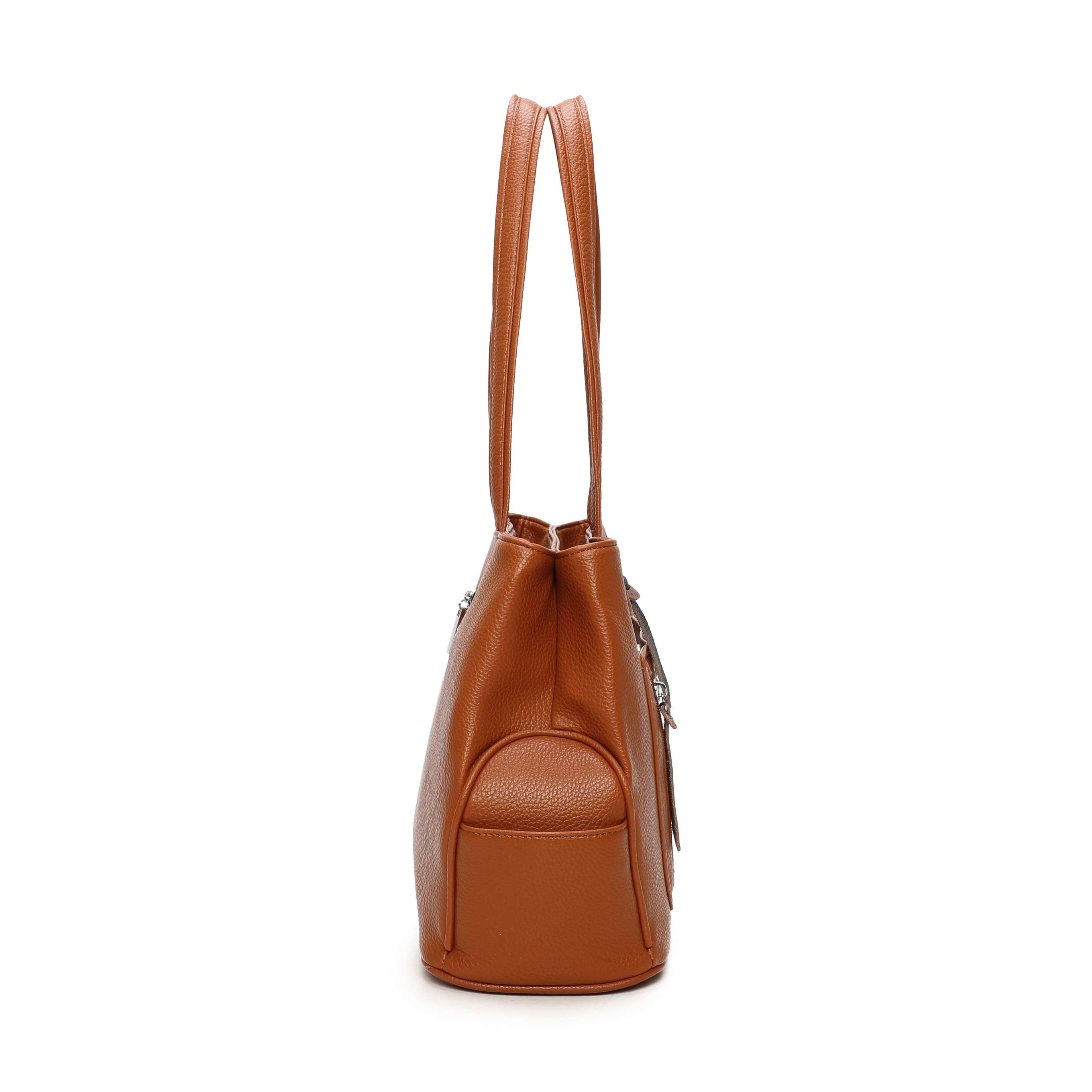 Kitise Women's Double Compartments Multi-Pockets Large Handle Tote Bag in Brown