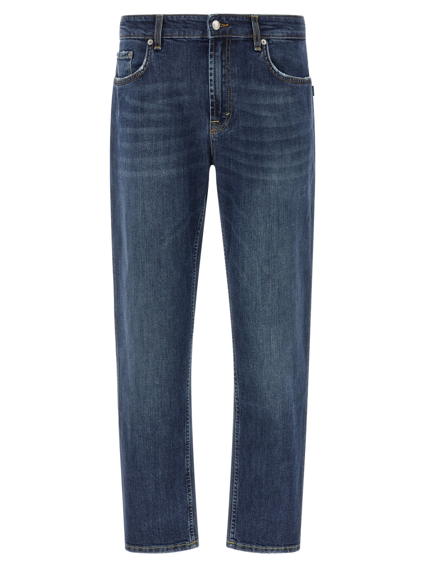 Blue Straight Mid Rise Jeans