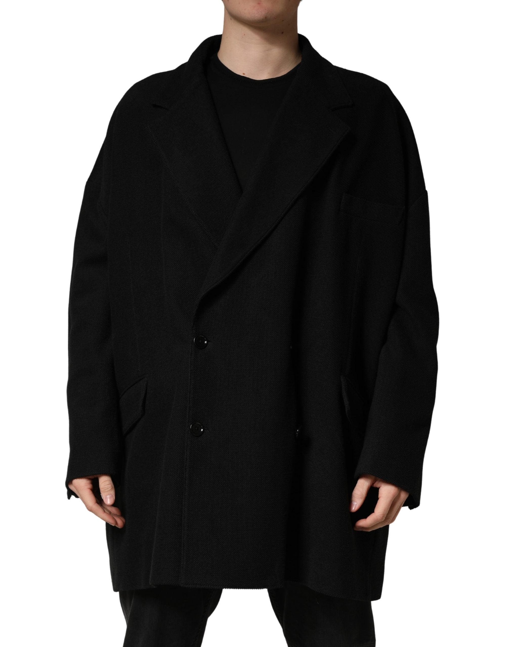 Double-Breasted Cotton-Silk Blazer — Black