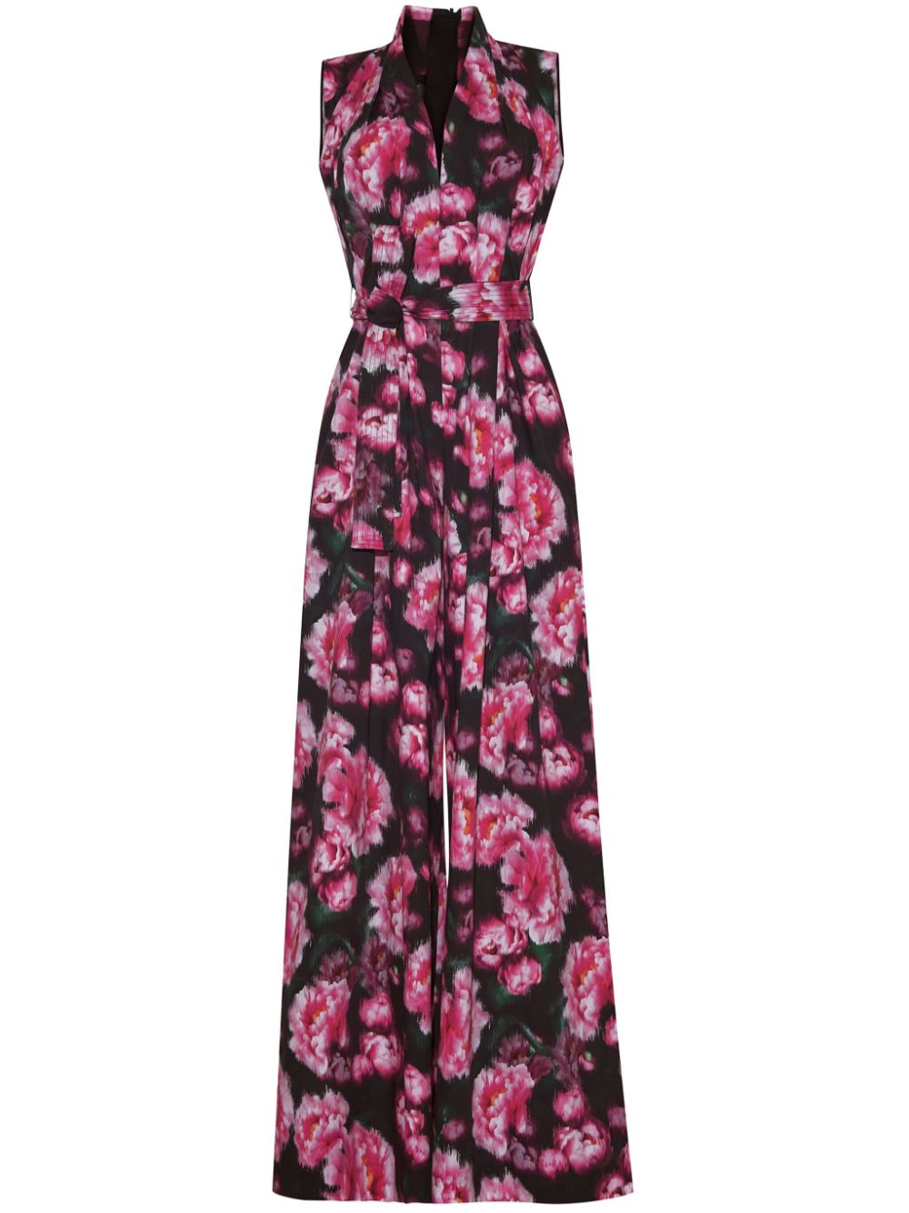 Nansi rose-print poplin jumpsuit - Black