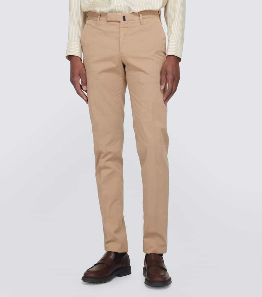 Cotton-blend slim pants