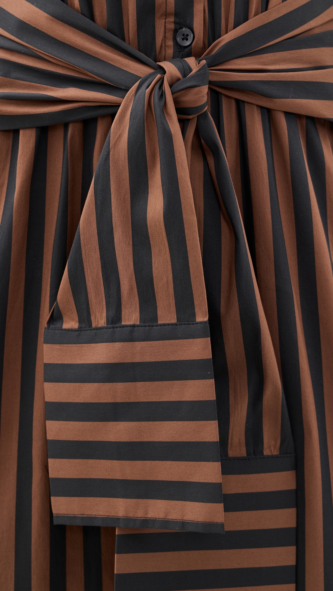Inna Sleeveless Poplin Dress Choco Brown/Black Stripe