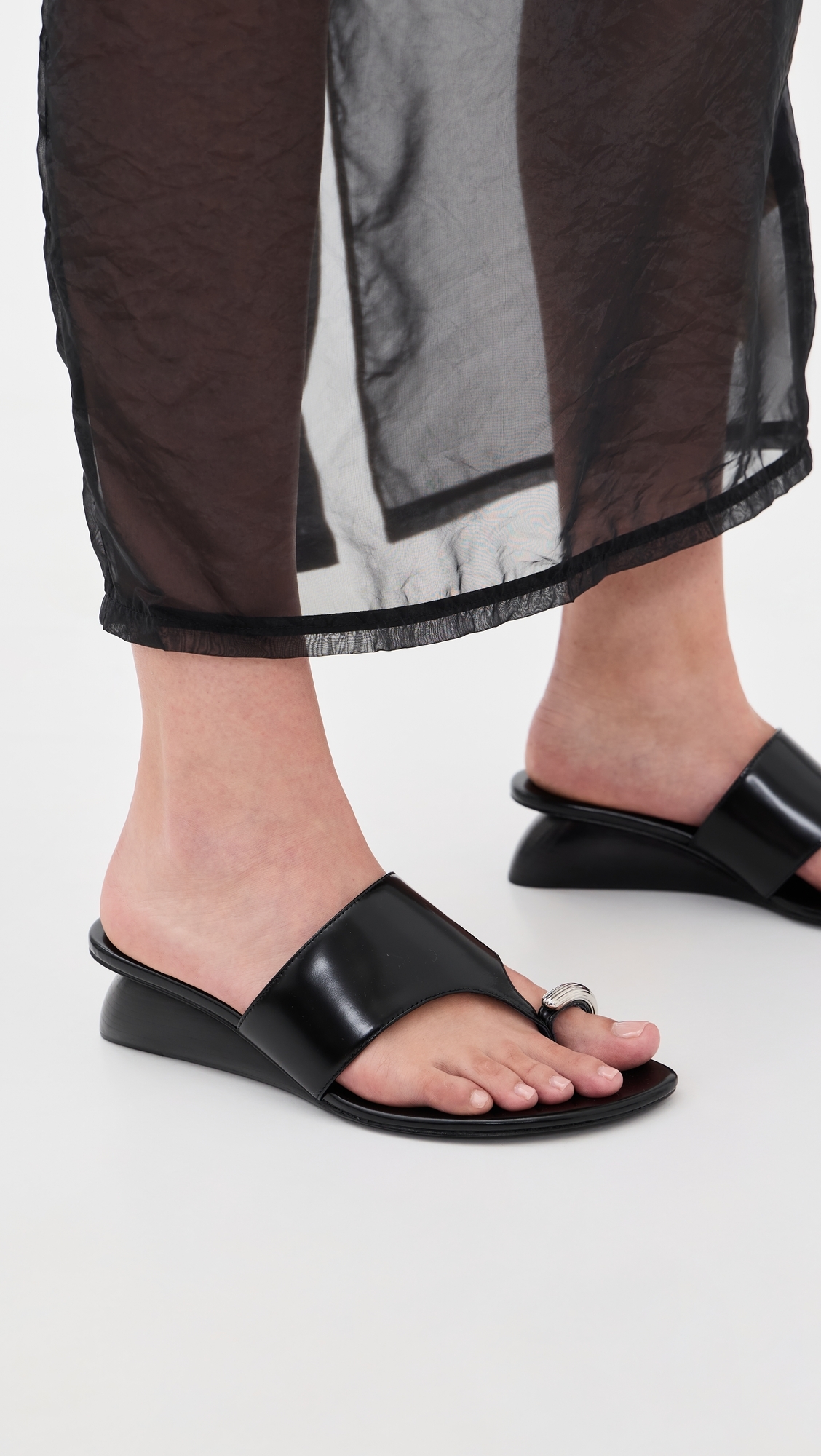 Pierced Wedge Sandals 45mm Perfect Black