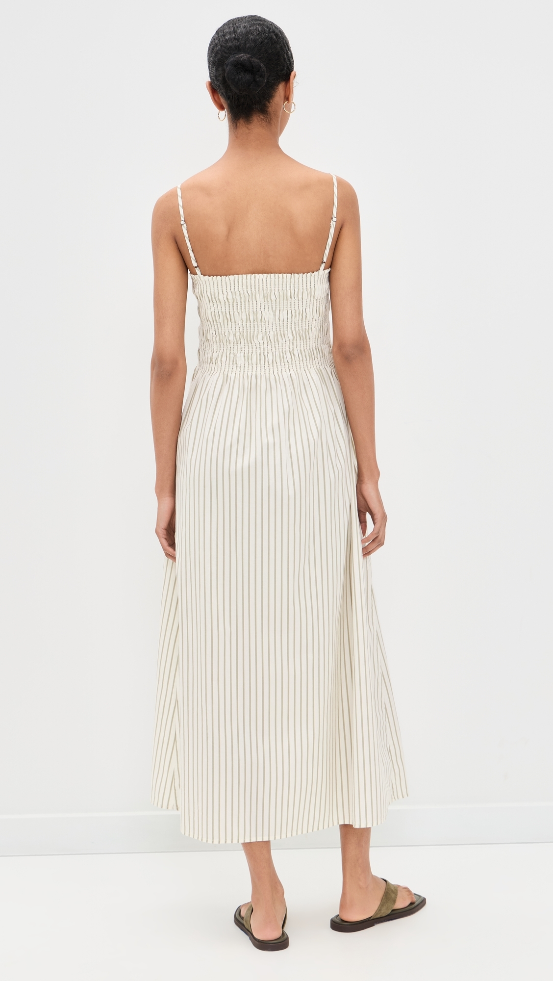 Bianca Dress Sage Egret Stripe